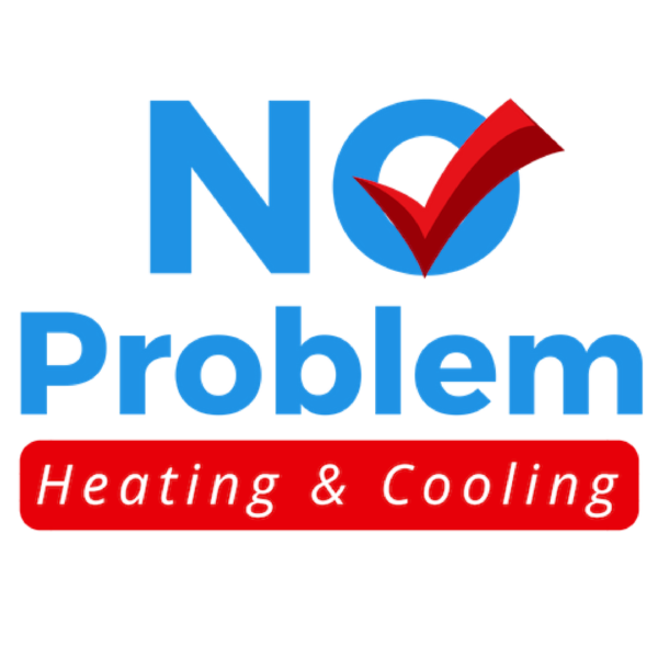 No Problem Heating & Cooling logo, blue and red